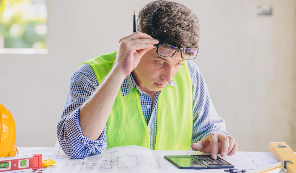 engineer surprised with cost calculation