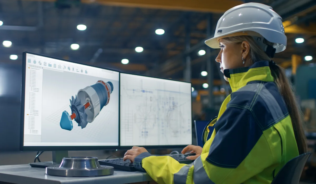 female engineer working on engine design