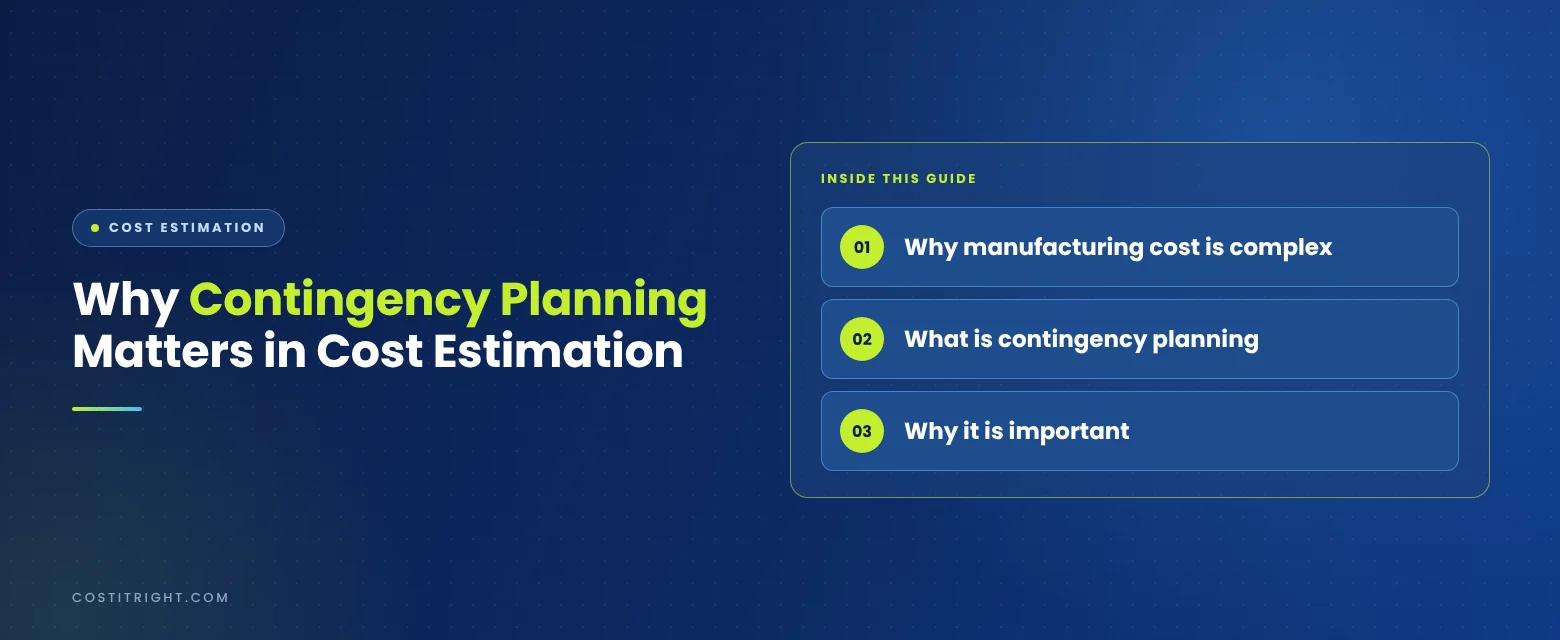 Why Contingency Planning Matters in Cost Estimation | Cost It Right Why Contingency Planning Matters in Cost Estimation. Section: why manufacturing cost is complex