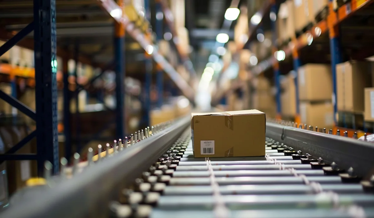 a package box on the conveyor