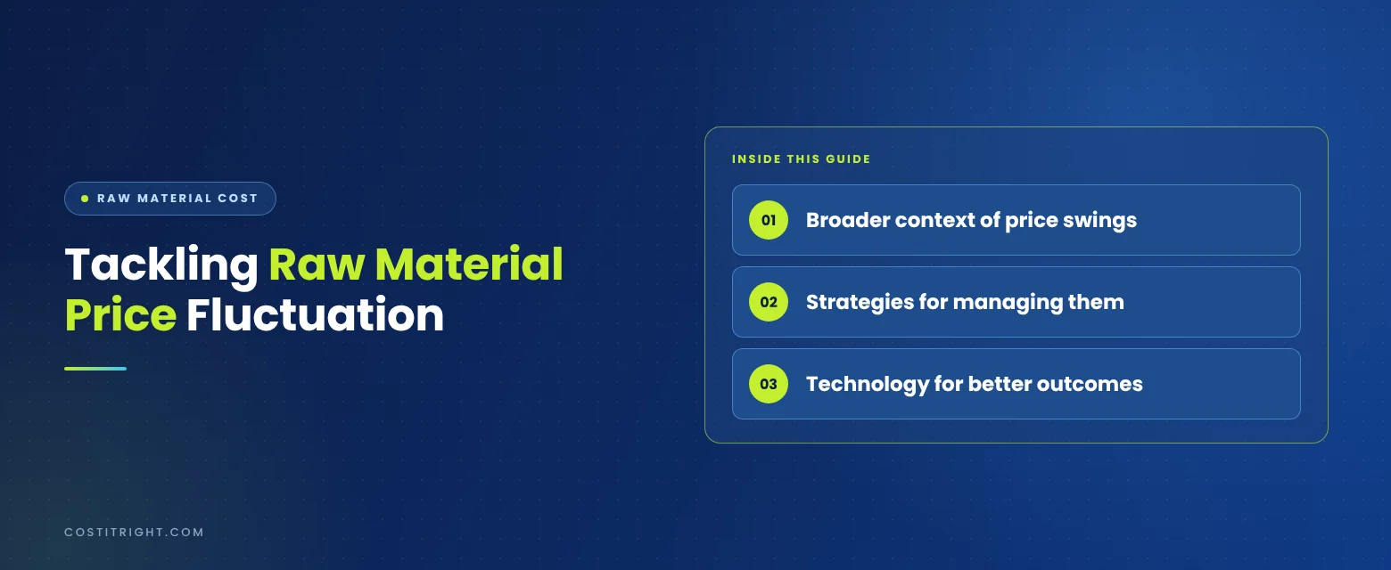Tackling Raw Material Price Fluctuation | Cost It Right Tackling Raw Material Price Fluctuation. Sections: broader context of price swings, strategies for managing them