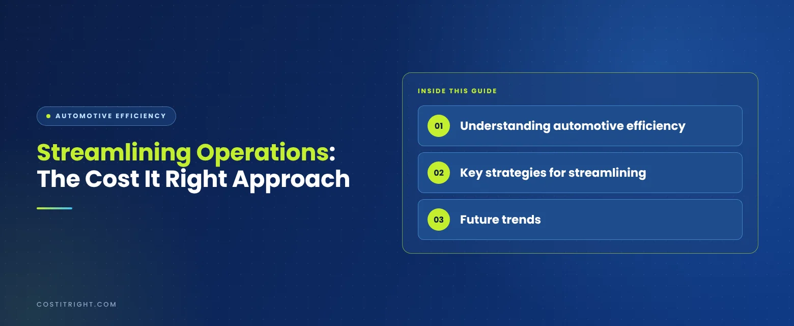 Streamlining Operations: The Cost It Right Approach | Cost It Right Streamlining Operations: The Cost It Right Approach. Section: understanding automotive efficiency
